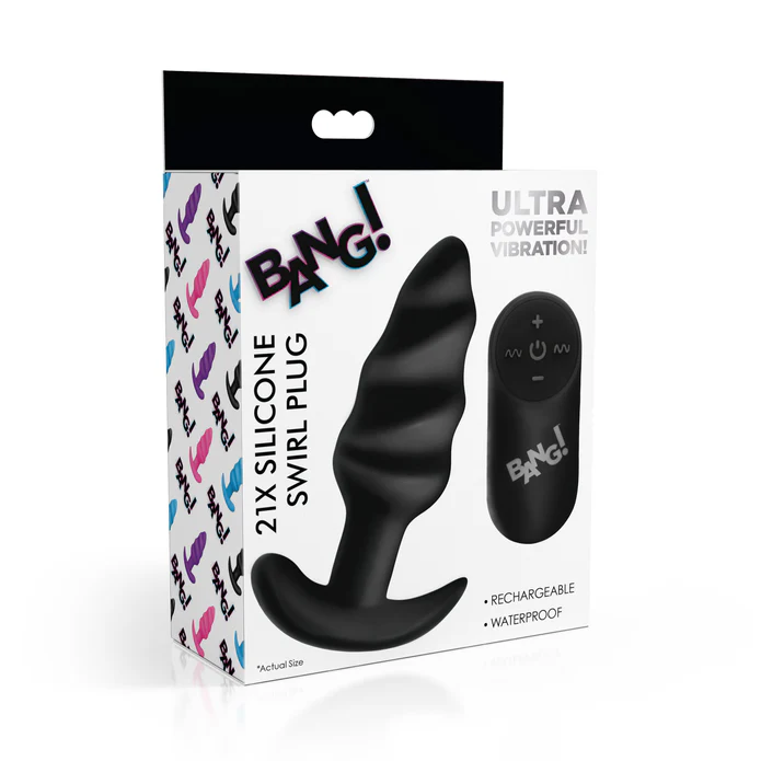BG 21X Silicone Swirl Plug W/Remote Control-Negro