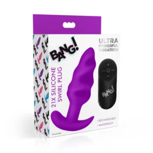 BG 21X Silicone Swirl Plug W/Remote Control-Morado