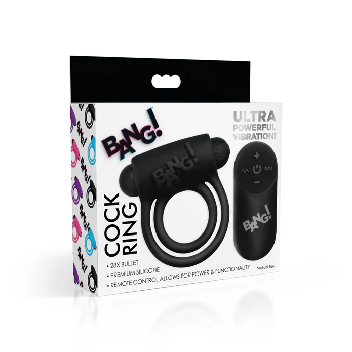 BG Silicone Cock Ring & Bullet w/ Remote Control - Negro