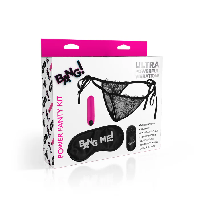 BG Power Panty Lace Panties, Bullet, & Blindfold Kit - Rosa