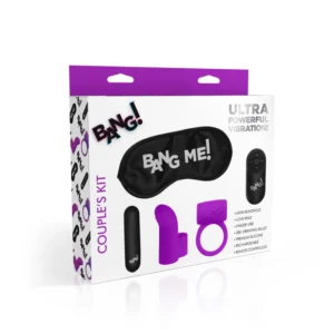 BG Couple's Love Ring, Finger Vibe, Bullet, & Blindfold Kit - Morado